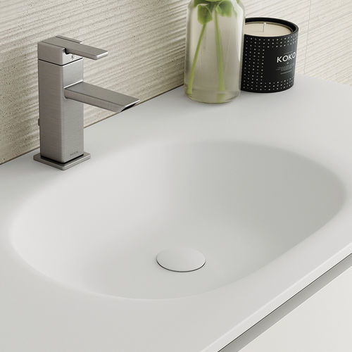 Lavabo integrato - BRUSELAS SENO CURVO - ZENON SMART SOLID SURFACE - in Solid Surface / con piano integrato / antibatterico