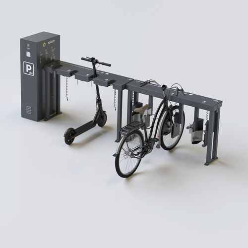 Rastrelliera per biciclette con stazione di ricarica - Helios-G - Solum - con sistema di sicurezza / da esterno / in acciaio galvanizzato