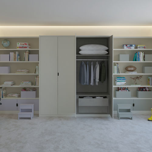 Armadio minimalista - Muba Design - in legno laccato / con ante battenti / a cassetti