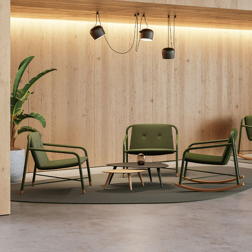Poltrona contemporanea - Stretch - Cavaletti S/a - in tessuto / in pelle / in legno