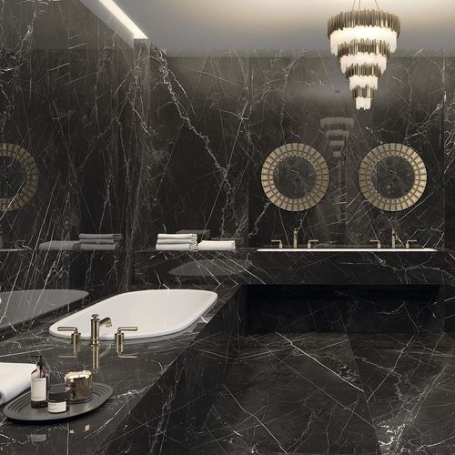 Lastra in pietra in gres porcellanato - NEGRO MARQUINA - Arklam - per stanza da bagno / per cucina / di protezione