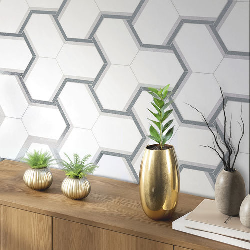 Piastrella esagonale in ceramica - CUARZO - Monopole - lucida / da interno / da cucina