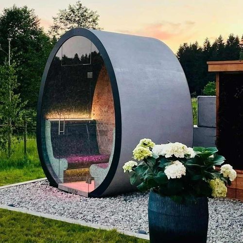 Bagno di vapore da esterno - SEA CLIMATE CABIN EGG - SOLEUM GmbH - con doccia integrata / con sale per haloterapia / piastrellato