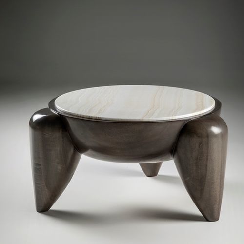 Tavolino basso contemporaneo - Cartagena - ANNIBALE COLOMBO - in eucalipto / in marmo / con supporto in legno di eucalipto