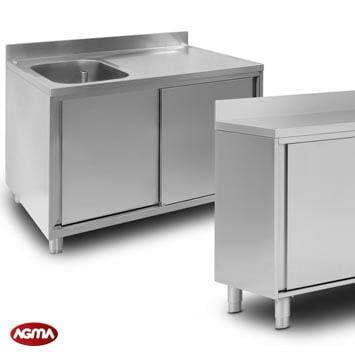 Mobile lavello in acciaio inossidabile - AGMA ARREDO INOX PROFESSIONALE SRL A SOCIO UNICO - con piedi / per cucina professionale / professionale