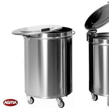 Portarifiuti da terra - AGMA ARREDO INOX PROFESSIONALE SRL A SOCIO UNICO - in acciaio inossidabile / con ruote / con coperchio