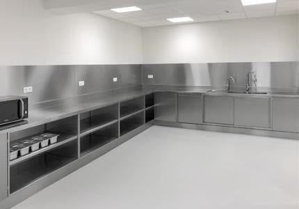 Cucina contemporanea - S1 - AGMA ARREDO INOX PROFESSIONALE SRL A SOCIO UNICO - in acciaio inossidabile / a L / di grandi dimensioni