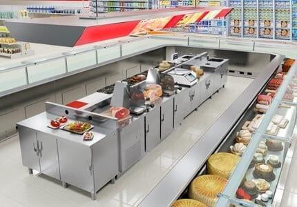 Cucina contemporanea - H1 - AGMA ARREDO INOX PROFESSIONALE SRL A SOCIO UNICO - in acciaio inossidabile / con isola / di grandi dimensioni