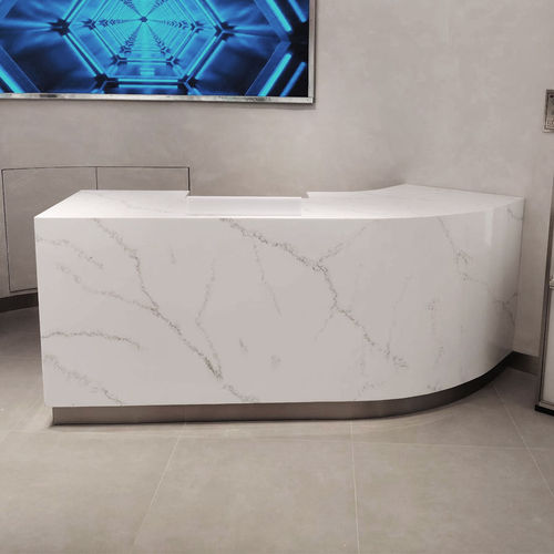 Piano di lavoro in Solid Surface - CALACATTA HW6812 - Kaiping Fuliya Industrial Co., Ltd. - per zona reception / bianco / levigato