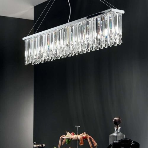 Lampadario contemporaneo - BATIDA - Ondaluce - in cristallo / in acciaio / in metallo cromato