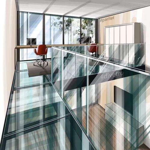 Pavimento in vetro - PARITET LLC - indoor / da cucina / per edificio