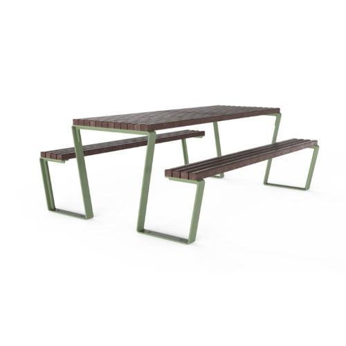 Tavolo da picnic contemporaneo - PLAZA - Floema - in plastica riciclata / in acciaio galvanizzato / in acciaio