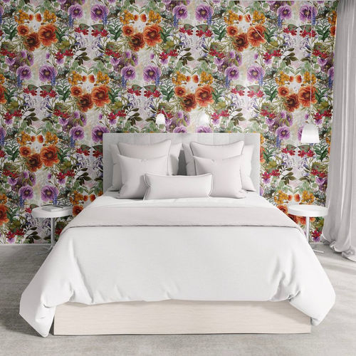 Carta da parati design originale - THE WAR ON PLANTS - XAWD - con motivi floreali / multicolore / con motivo stampato