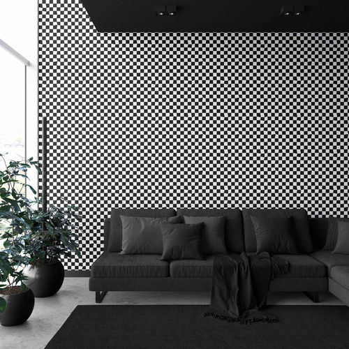 Carta da parati design originale - WARPED CHECKERBOARD - XAWD - con motivi geometrici / a quadretti / colore personalizzabile