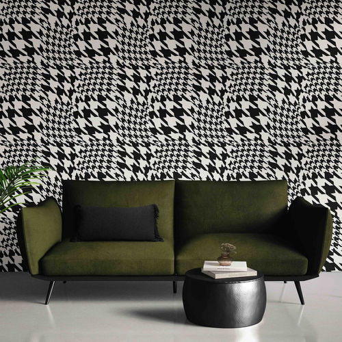 Carta da parati design originale - WARPED HOUNDSTOOTH - XAWD - a motivi / colore personalizzabile / ignifuga