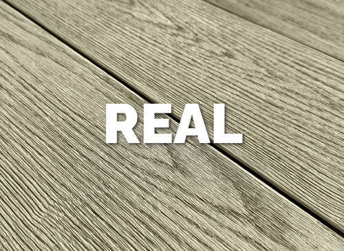 Listone per esterno in legno composito - TECH REAL - Exterpark - in PU / grigio / beige