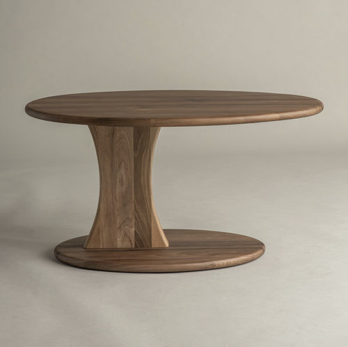 Tavolino basso contemporaneo - Ellipse Big - Pommier Furniture - in rovere / in noce / con supporto in quercia