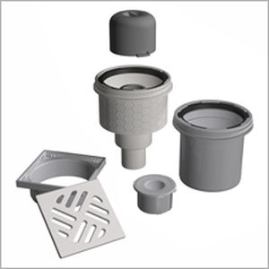Piletta in ABS - TUB-BAS-S FIRE STOP - LUX ELEMENTS - in acciaio inossidabile / per stanza da bagno / con griglia