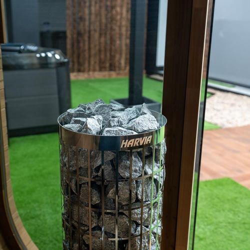 Stufa per sauna elettrica - Hekla Saunas - a pavimento / in acciaio / contemporanea
