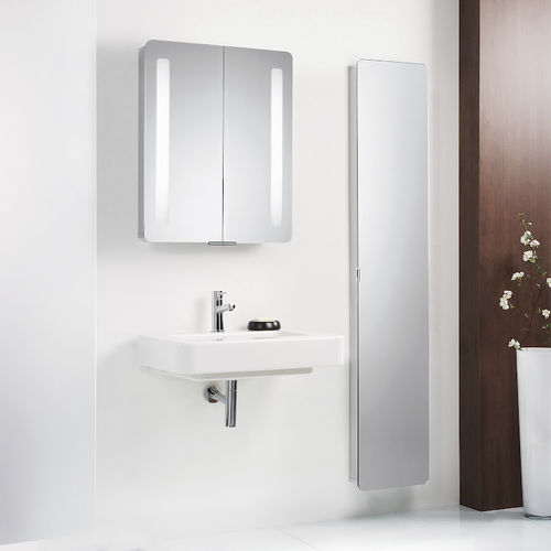 Mobile pensile per bagno con specchio con illuminazione integrata - ASP SOFTCUBE - HSK - contemporanea / per uso residenziale / in alluminio