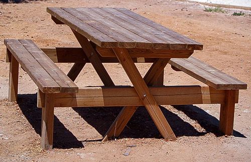 Tavolo da picnic contemporaneo - Maderas Menur - in legno / con supporto in legno / rettangolare