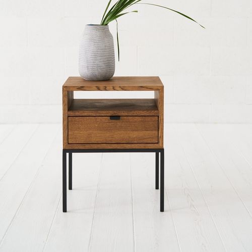 Comodino contemporaneo - HARMONY - IDDO - in rovere / in legno oliato / con supporto in acciaio