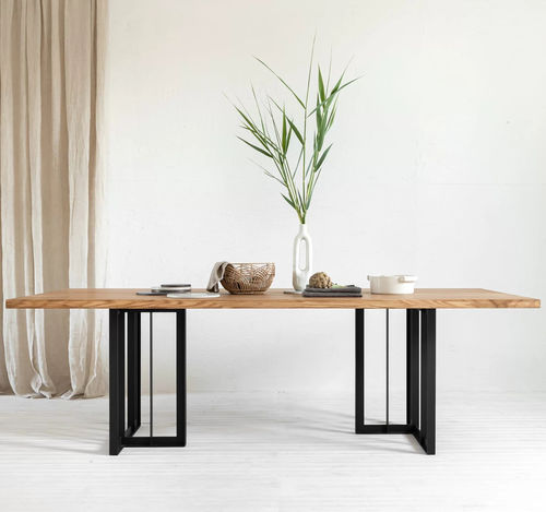 Tavolo da pranzo contemporaneo - CUBUS  - IDDO - in rovere / in legno oliato / con supporto in acciaio