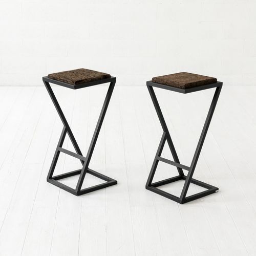 Sgabello da bar contemporaneo - X  - IDDO - in sughero / con supporto in acciaio / cantilever