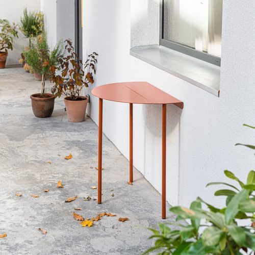 Tavolo contemporaneo - LEAF  - IDDO - in acciaio inossidabile / con supporto in acciaio inossidabile / semicircolare