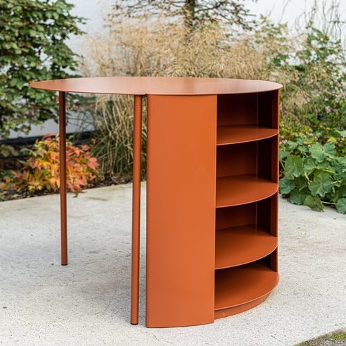 Consolle contemporanea - LEAF  - IDDO - in acciaio inossidabile / con supporto in acciaio inossidabile / rotonda