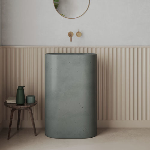 Lavabo autoportante - OVALE - Maark Bathware - in calcestruzzo / finitura opaca / ovale