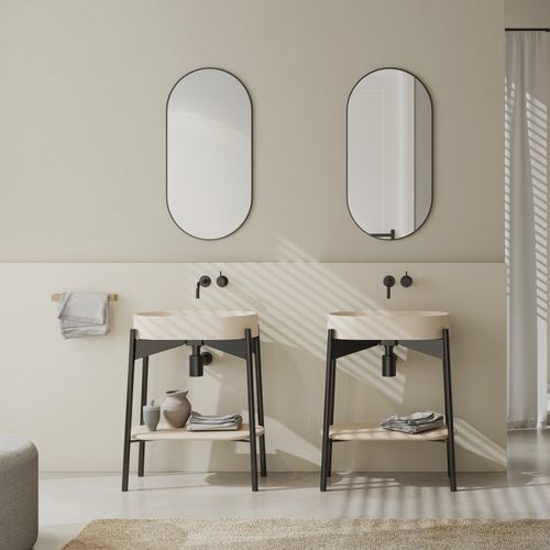 Lavabo consolle - FUSE XL - Maark Bathware - in calcestruzzo / ovale / senza foro