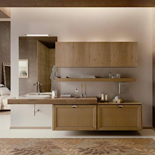 Mobile lavabo doppio - Taormina New Classic - ARCARI ARREDAMENTI - a muro / da appoggio / in rovere