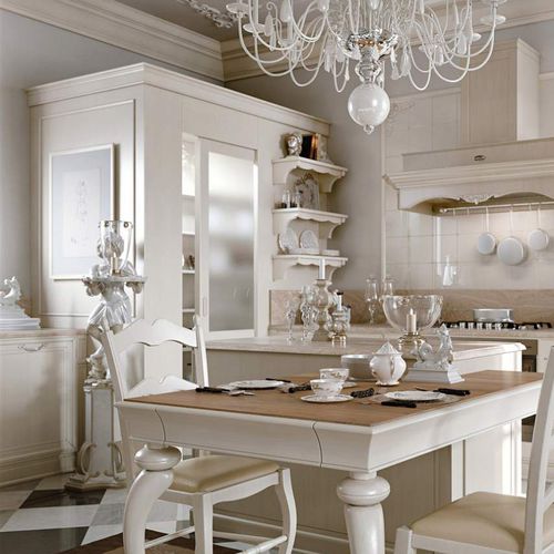 Mobile alto per cucina classico - VENEZIA : PROVENCAL - ARCARI ARREDAMENTI - in vetro smerigliato / in canapa