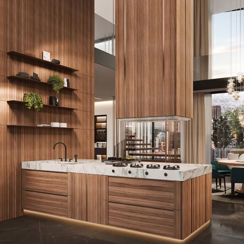 Cucina contemporanea - Solferino - ARCARI ARREDAMENTI - in noce / in marmo / con isola