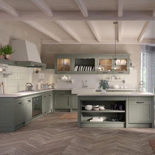 Cucina classica - Positano British - ARCARI ARREDAMENTI - in legno / con isola / a L