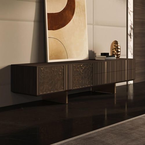 Credenza contemporanea - Solferino  - ARCARI ARREDAMENTI - in noce / in metallo / in pelle bovina