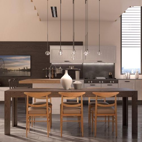 Set tavolo e sedia contemporaneo - ARCARI ARREDAMENTI - da interno / in tessuto / in legno