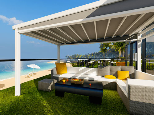 Pergola autoportante - S-LUXE  - USINE-ONLINE - in alluminio estruso / con copertura in tela / con copertura scorrevole