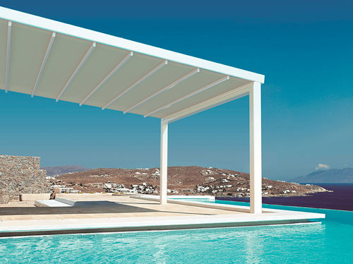 Pergola addossata - S-LUXE  - USINE-ONLINE - in alluminio estruso / con copertura in tela / su misura