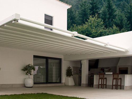 Pergola sospesa - S-LUXE  - USINE-ONLINE - in alluminio estruso / con copertura in tela / su misura