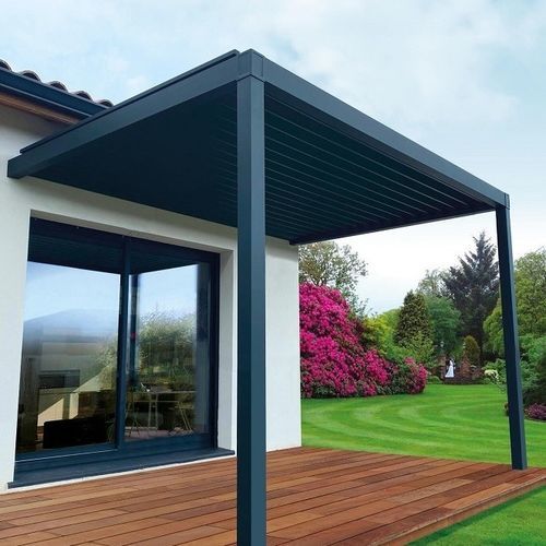 Pergola addossata - USINE-ONLINE - in alluminio / in alluminio estruso / a lamelle orientabili