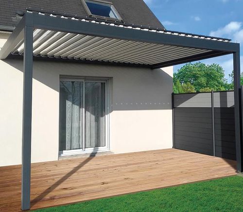 Pergola addossata - USINE-ONLINE - in alluminio estruso / a lamelle orientabili / su misura