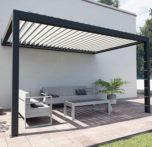 Pergola addossata - USINE-ONLINE - in alluminio / in alluminio estruso / a lamelle orientabili