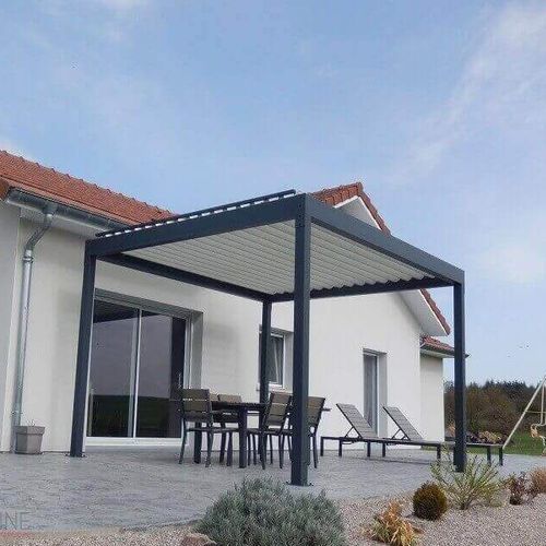 Pergola autoportante - H2 - USINE-ONLINE - in alluminio estruso / a lamelle orientabili / a lamelle frangisole