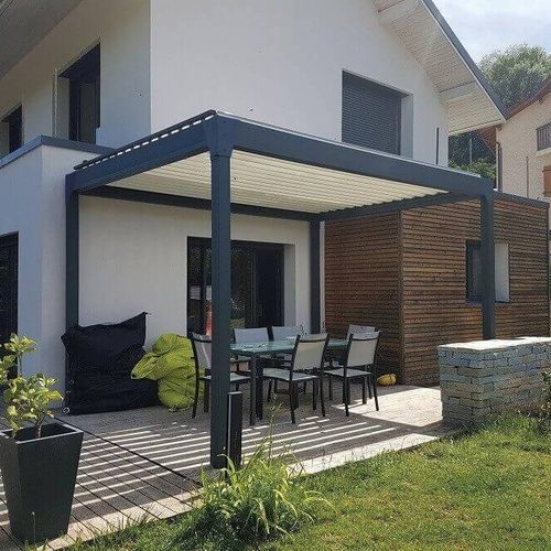Pergola autoportante - L1 - USINE-ONLINE - in alluminio estruso / a lamelle orientabili / a lamelle frangisole