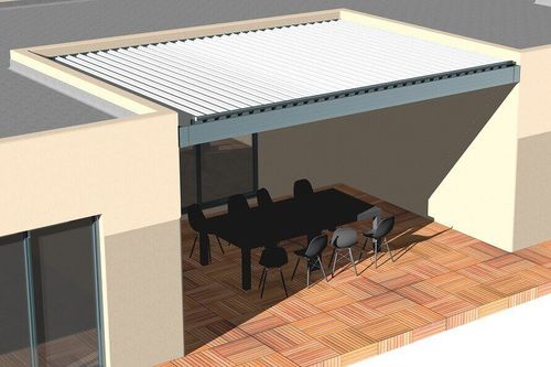 Pergola sospesa - H3 - USINE-ONLINE - in alluminio estruso / a lamelle orientabili / a lamelle frangisole
