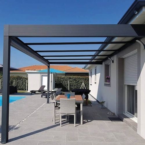 Pergola addossata - H3 - USINE-ONLINE - in alluminio estruso / con tetto piatto / su misura