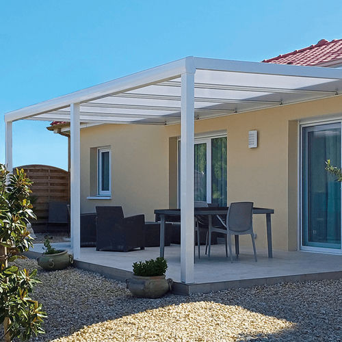 Pergola addossata - CL - USINE-ONLINE - in alluminio estruso / con copertura in policarbonato / con tetto piatto