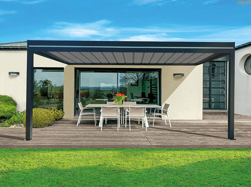 Pergola addossata - OBX - USINE-ONLINE - in alluminio / in acciaio / con tetto piatto